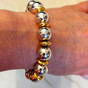 LC silver and gold stretch fit beads bracelet.